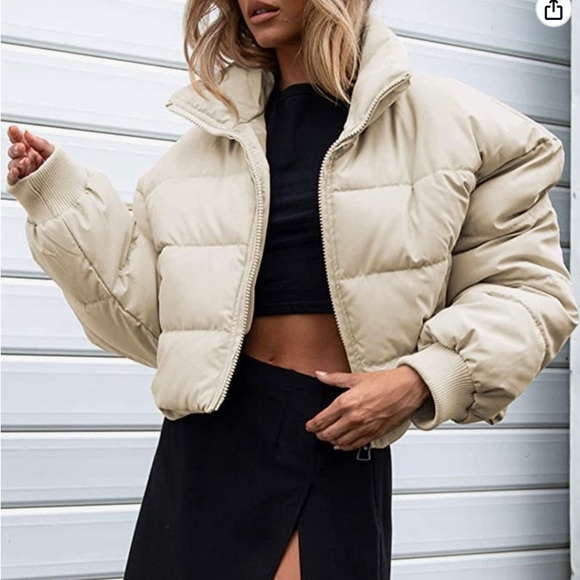 KYL Jackets & Coats Kyl Beige Oversized Quilted Puffer Jacket With